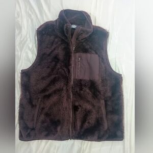 Lands End plush burgundy fleece Jacket  MEDIUM